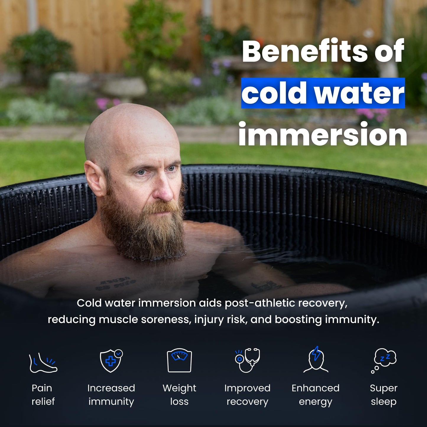 The Cold Pod Elite Insulated Ice Bath Tub, Portable Cold Plunge Tub with Insulated Spaceship Cover,Chiller Compatible (120 Gallon)