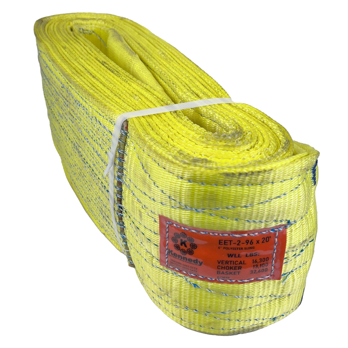 Kennedy Wire Rope & Sling Co. 6" x 45' 2-Ply Twist Eye Polyester Lifting Sling (Various Sizes in Listing) Made in The USA