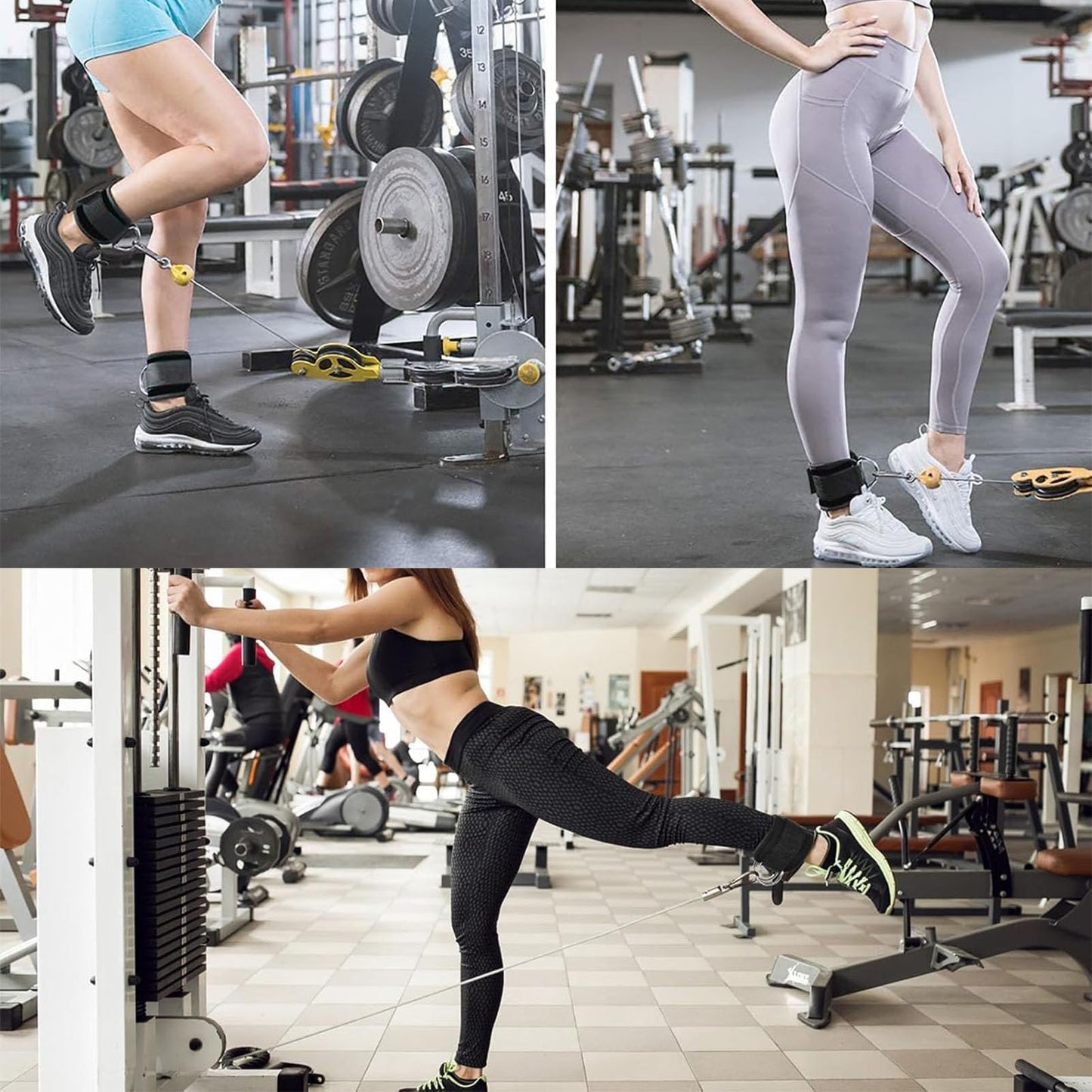 Ankle Straps Ankle Resistance Bands Wrist Cuffs Padded Straps Adjustable Fitness Glute Kickback D-Ring for Cable Machine Gym Foot Leg Training Brace Support, Leg Pulley Attachment Kickback Strap 2Pcs