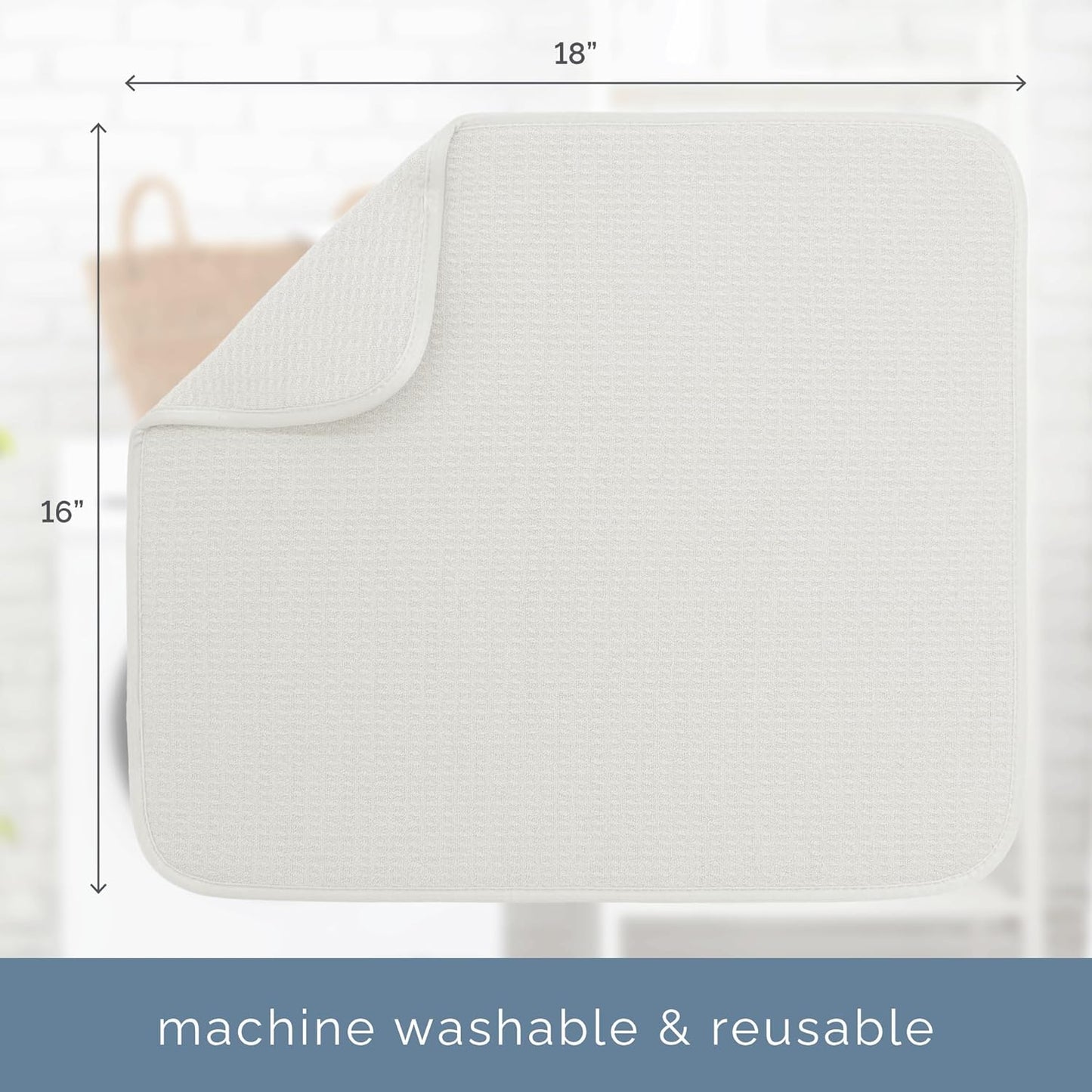 S&T INC. Dish Drying Mat - Absorbent Microfiber Kitchen Counter Pad, 16” x 18”, Large Cream Color