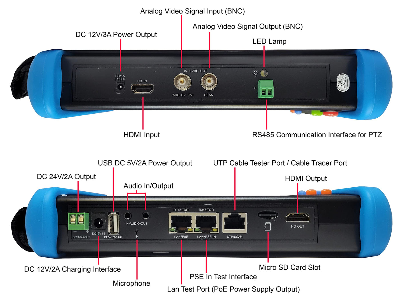 101AV IPS Touch Screen Security CCTV 7” 7in1 Test Monitor Support IP cam, Standard Analog Camera (CVBS) & HD TVI/AHD/CVI Camera up to 8MP