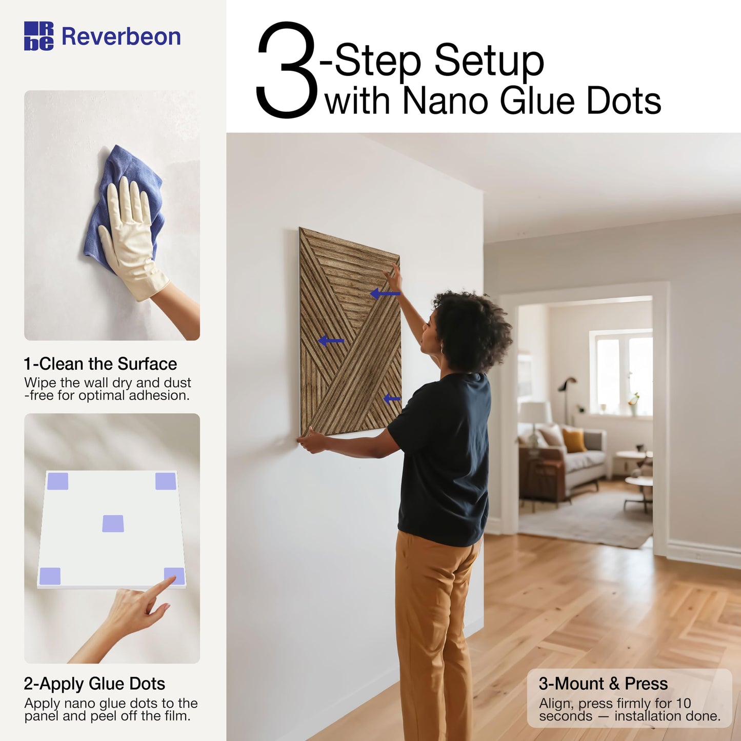 Acoustic Panels Sound Absorbing, 23.6×23.6 Inch 6 Pcs, Acoustic Wall Panels for Medium to Large Rooms, Decorative Sound Treatment for Echo Reduction in Home Offices, Bedrooms & Recording Studios