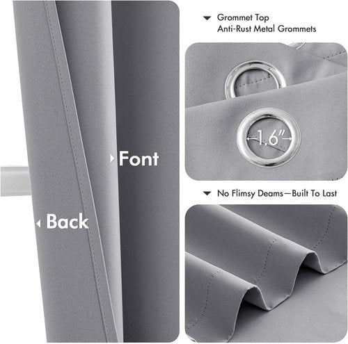 MIULEE Light Grey Blackout Curtains - Thermal Insulated Room Darkening Drapes | 54 Inch, 2 Panels
