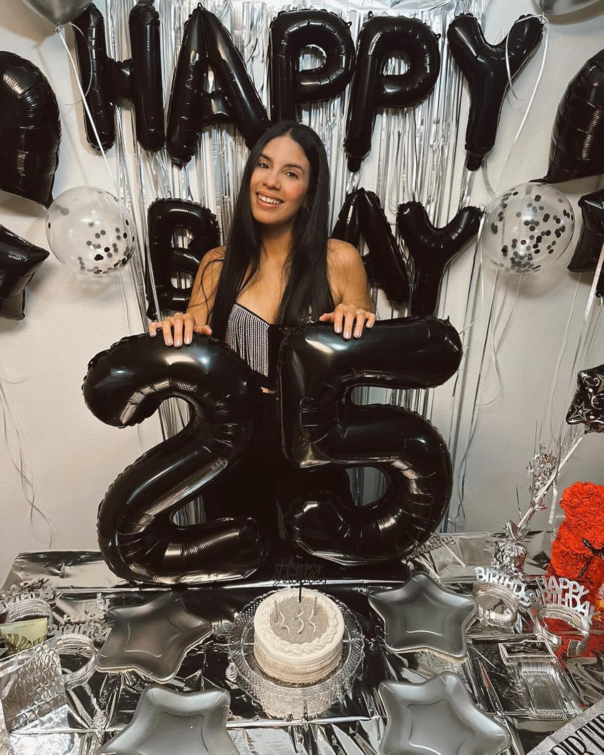 Black Number 6 Balloon - 40 Inch Giant Foil Balloon for 6th Birthday Party Decorations