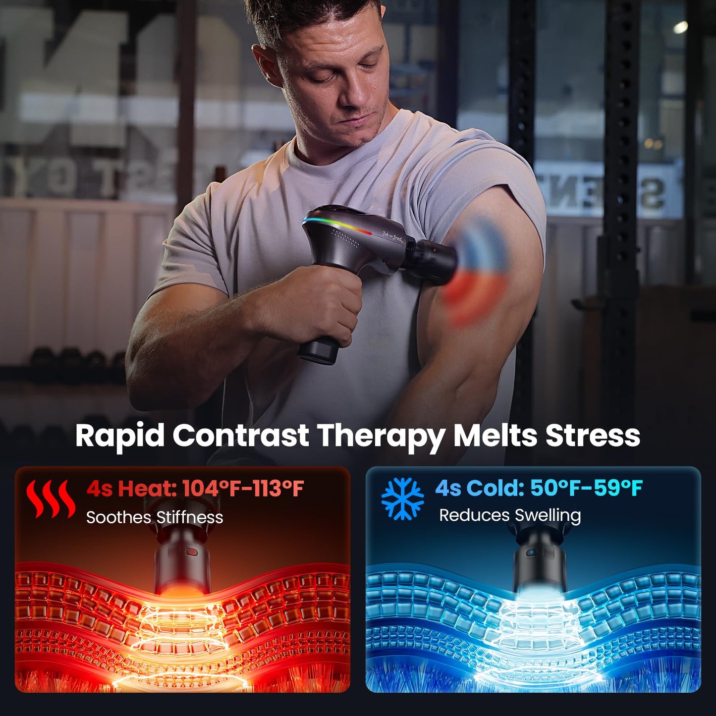 BOB AND BRAD A2 Pro Massage Gun with Heat & Cold Therapy, FSA-HSA Eligible, 10mm Deep Tissue Muscle Massager Gun for Back Pain Relief, 4000mAh Heated Percussion Massager with Force Sensor & Case