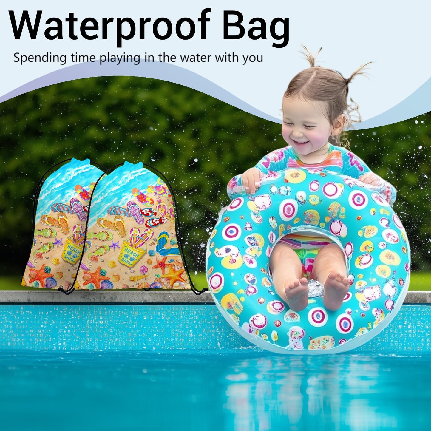 GAIIIIYOU Gymnastics Grip Bag Colorful Flip Flop Coastal Pouch String Bag for Travel