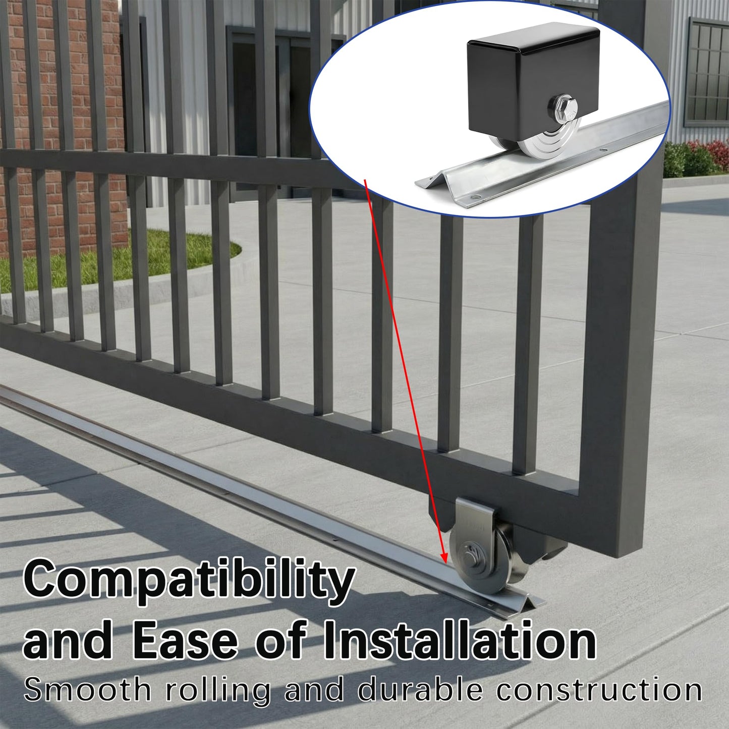 8FT(4FT×2) Heavy Duty Extra Wide 3.5" Wide V-Track for Sliding Gate,Compatible with 4" & 6" V-Groove Wheels, Galvanized Steel Ground Track Modular Design for Driveway, Warehouse & Industrial Gates