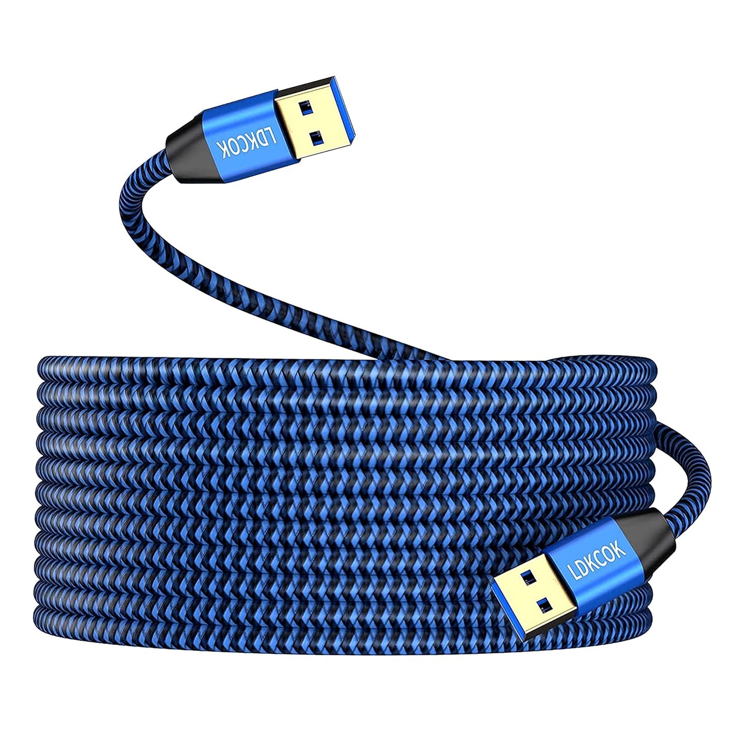 LDKCOK 15FT, 3.0 Set-Top USB to USB Cable Durable Braided USB Male to Male Type A to Type A Data Transfer Cable