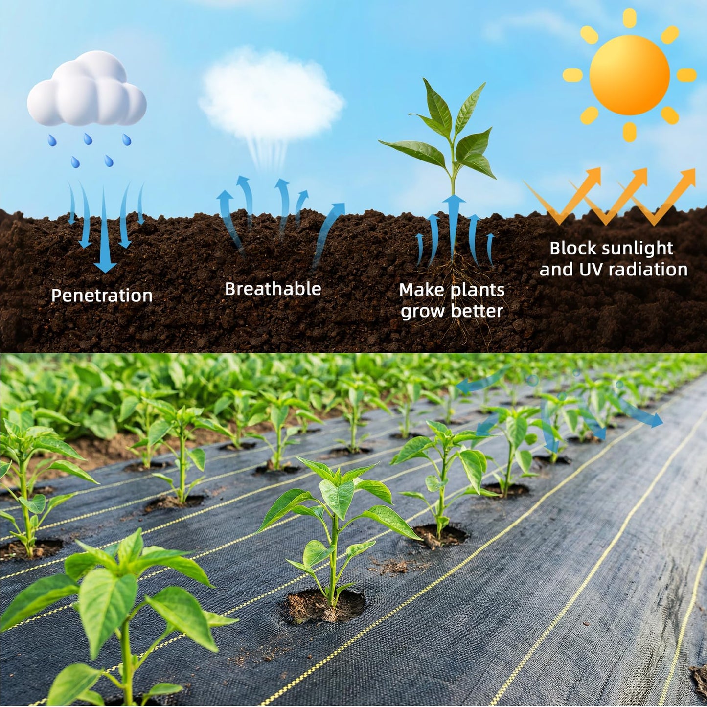 Shade&Beyond 6ftx300ft Weed Barrier Fabric, 3.5oz Heavy Duty Permeable Landscape Fabric, Woven UV Resistant Ground Cover with Staples for Gardens/Yards/Landscaping