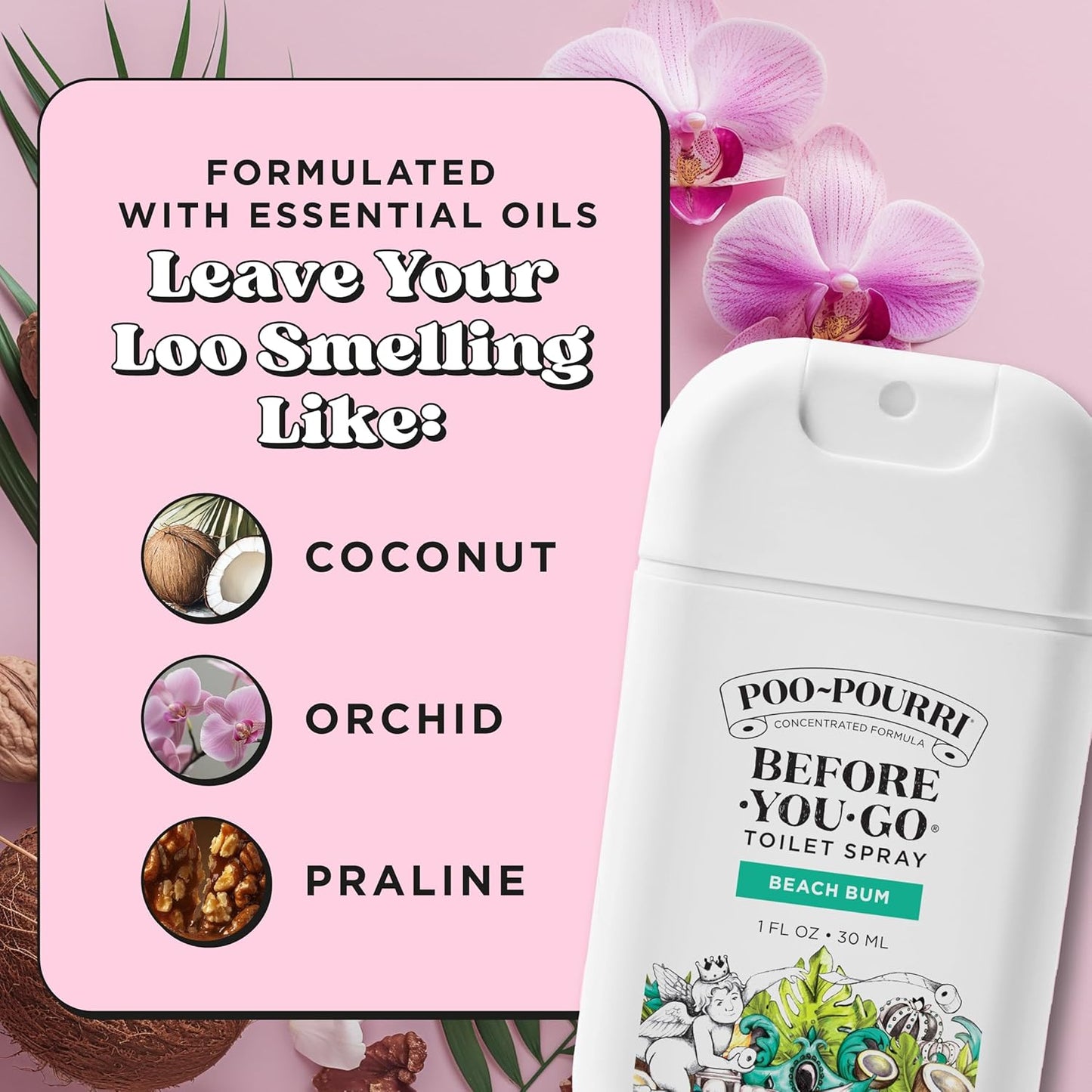 Poo-Pourri Pocket Toilet Spray - Travel Essential for On-The-Go Odor Control | Beach Bum, 1 Fl Oz