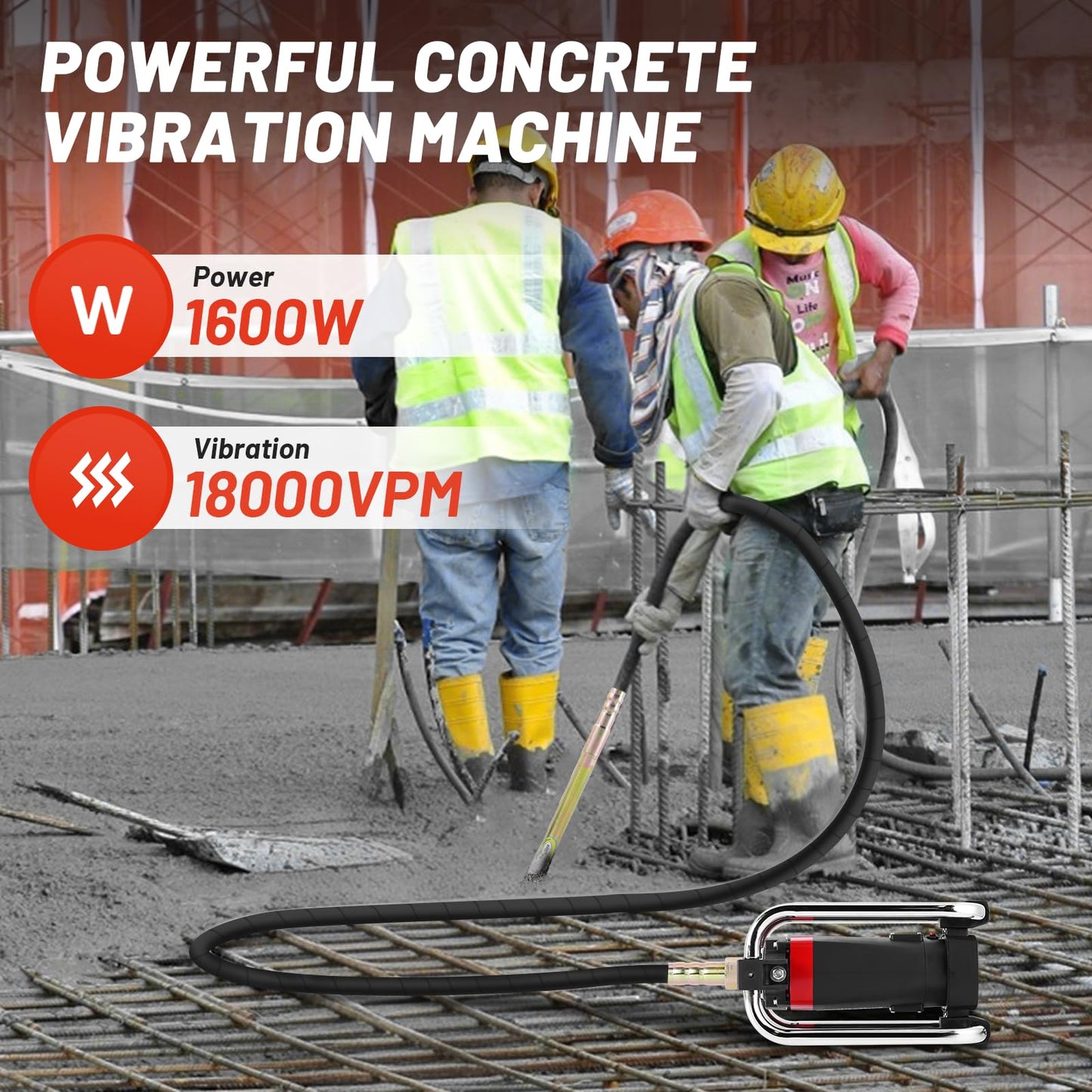 YJINGRUI Cordless Concrete Vibrating Tool for Makita 18V Max Battery & 1600W Power Concrete Vibrator
