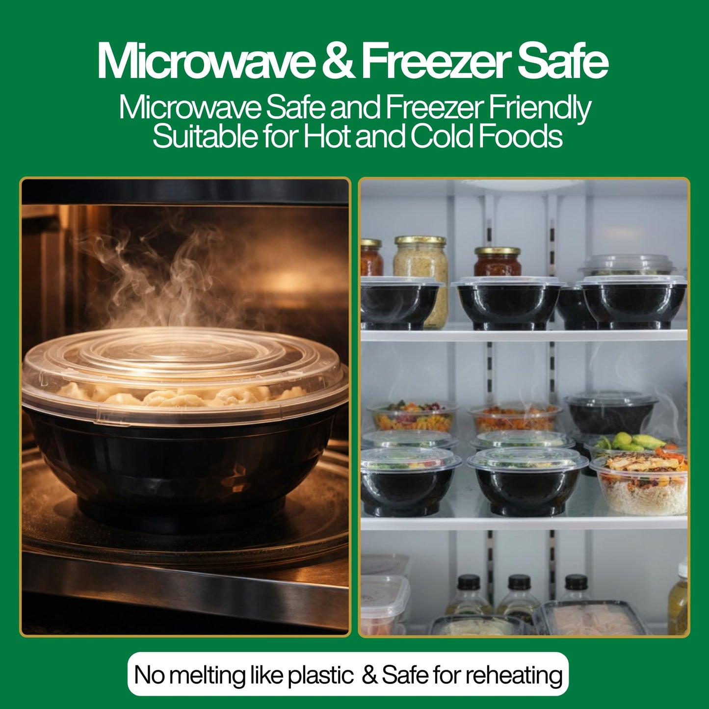 ProTakeOut Disposable Noodle Bowls with Lids – 42 oz Microwaveable Ramen & Soup Containers, Leak-Resistant, BPA-Free, Stackable Food Storage for Restaurants & Takeout – 40 Sets, Black
