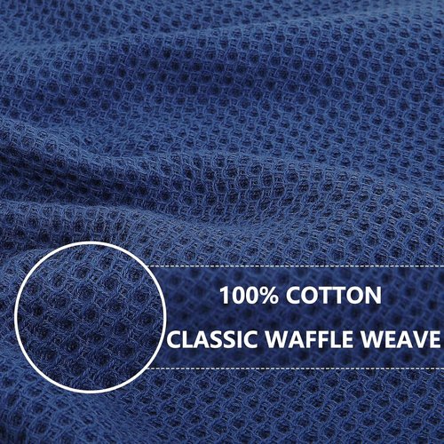 Homaxy Kitchen Dish Towels - Ultra Soft 100% Cotton Waffle Weave, Quick Drying, 13 x 28 Inches, 8-Pack, Navy Blue