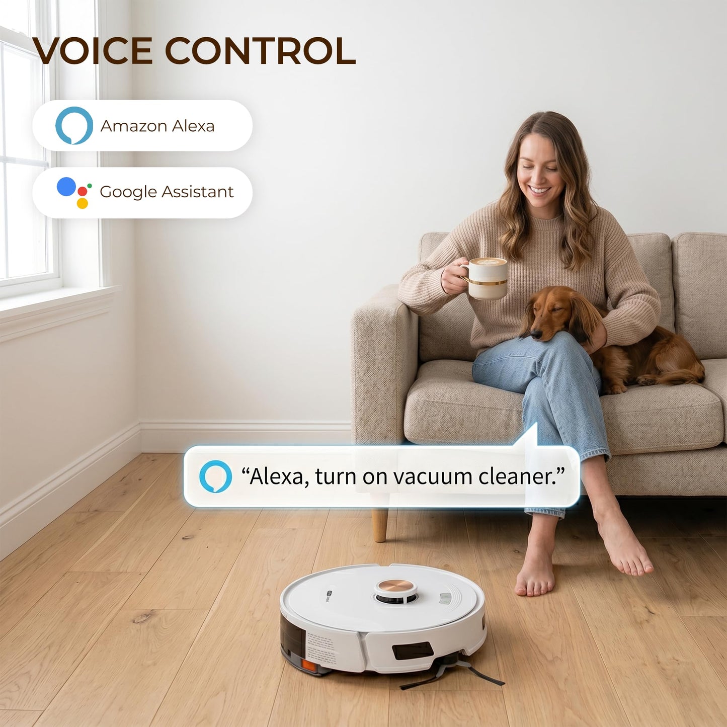 Robot Vacuum and Mop Combo with Smart Mechanical Arm, 10000Pa Suction, Smart Mapping, Obstacle Avoidance, Self-Charging, WiFi App & Alexa, 150 Mins Runtime, For Pet Hair, Floors, Carpets, Home Office