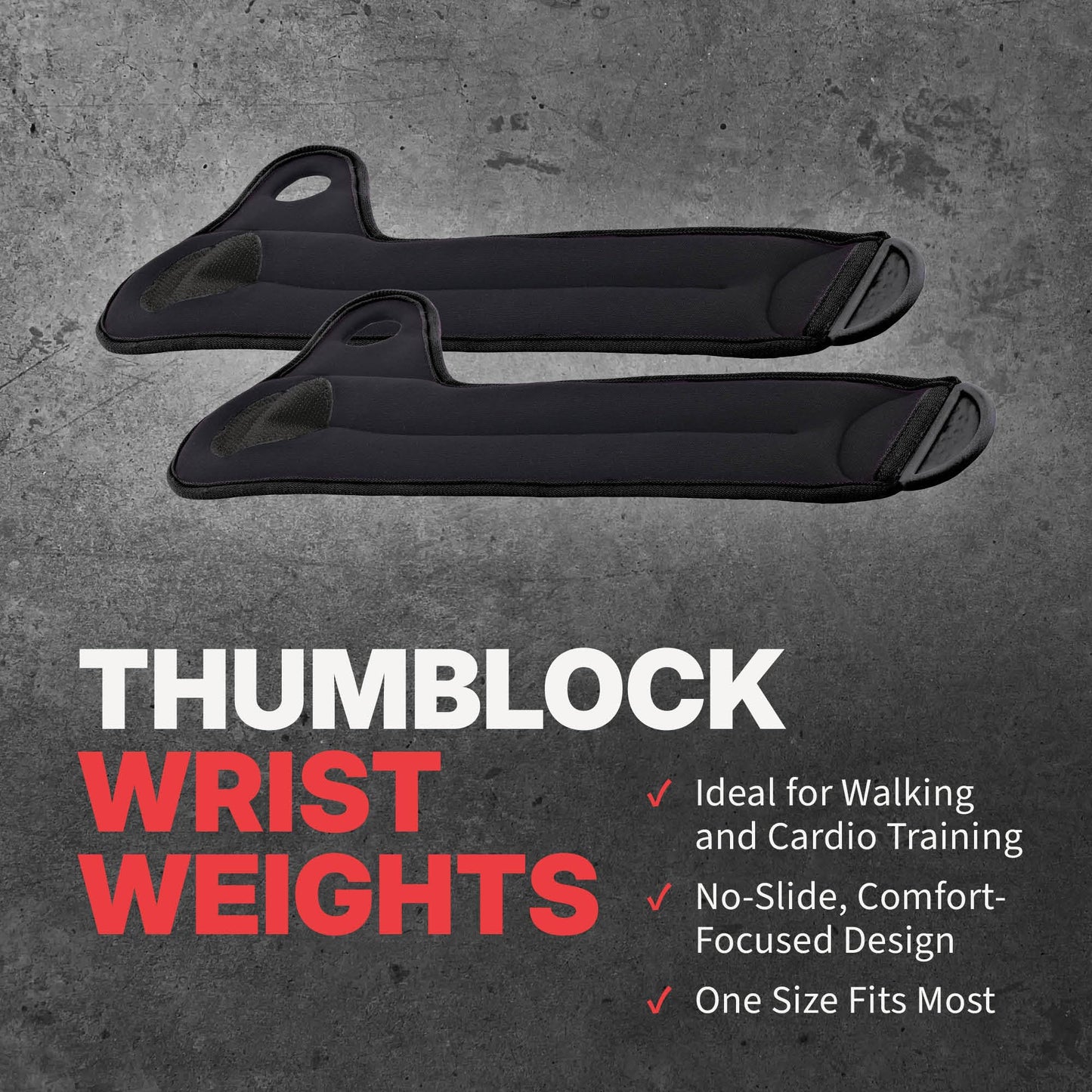 SPRI Thumblock Wrist Weights - Arm Weights Set for Women and Men - Upper Body Conditioning and Endurance Tool - for Home Gym and Fitness Classes - One Size Fits Most - 4lb Set (2lb Each)