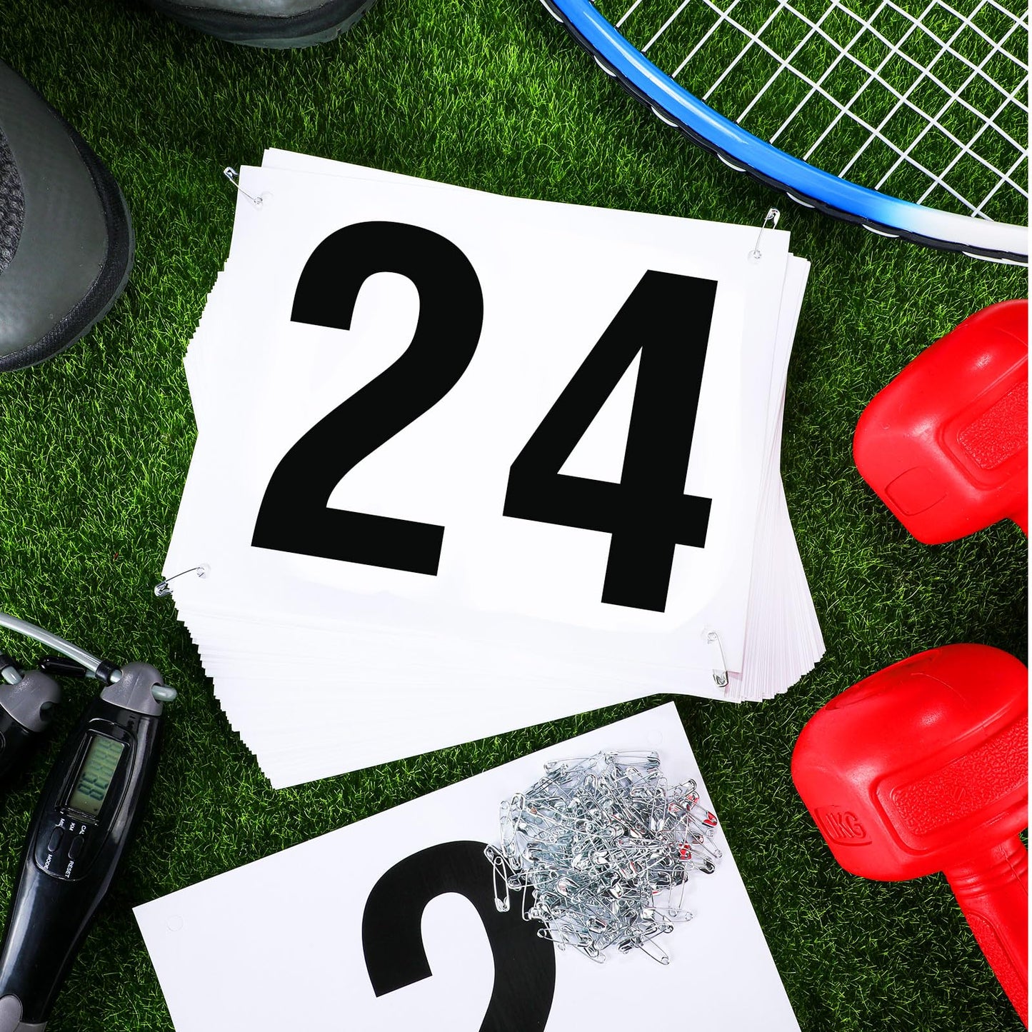 Hanaive 500 Pieces Running Bib Numbers with Safety Pins for Marathon Sports Competition Events Tearproof Waterproof, 6 x 7.5 Inch (1-500 Number)