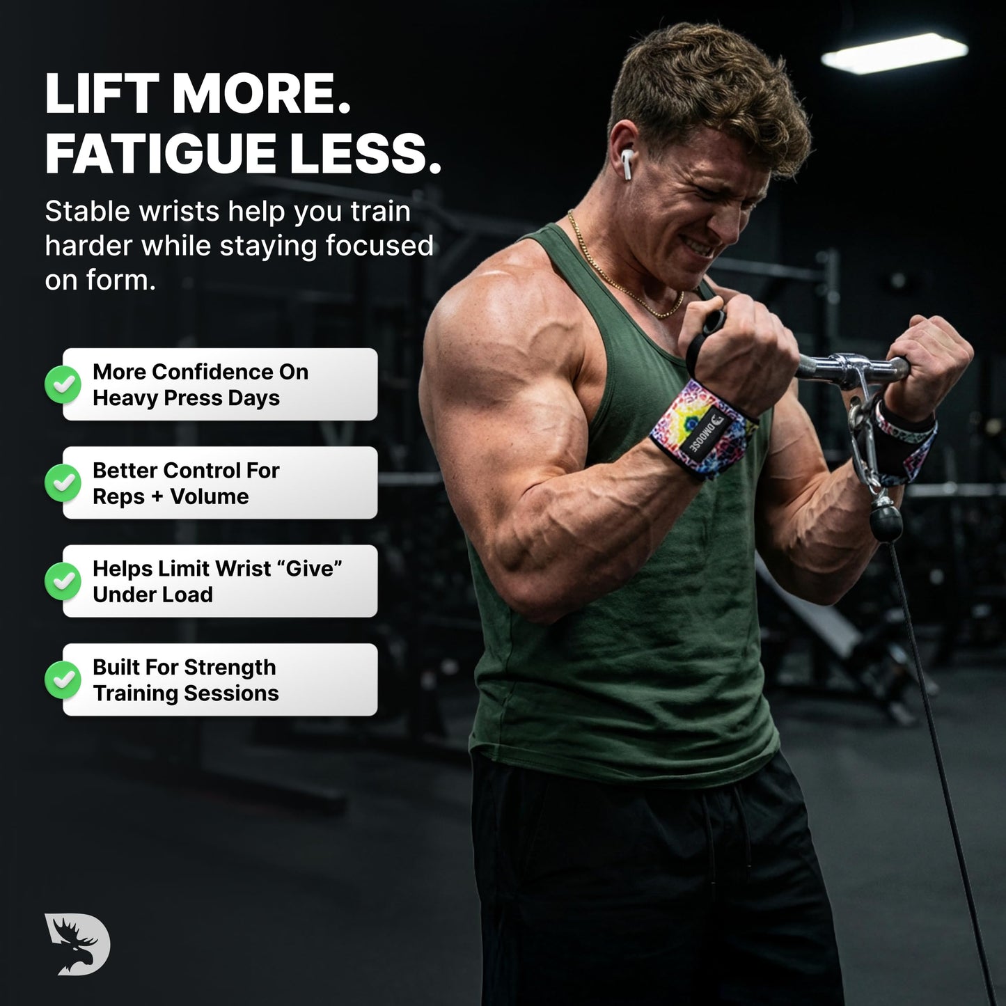 DMoose Wrist Wraps (IPL Approved), Avoid Injury and Maximize Grip with Thumb Loop, 18" or 12" Gym Wrist Wraps Pair, Wrist Wraps for Weightlifting Men, Wrist Brace for Working Out & Wrist Support