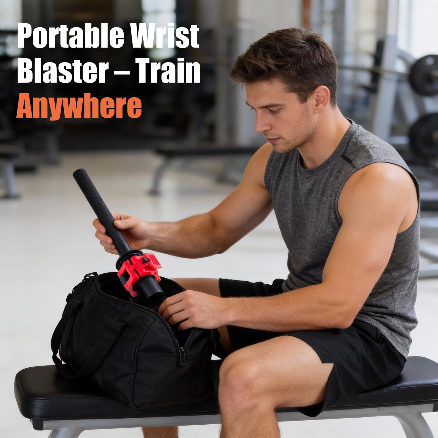 Forearm Wrist Strengthener for 2-Inch Weight Plates – Portable Forearm Training Bar with Non-Slip Knurled Grip, Forearm Exerciser for Pronation, Supination, Wrist Curls and Grip Strength, Workout Equipment for Home Gym