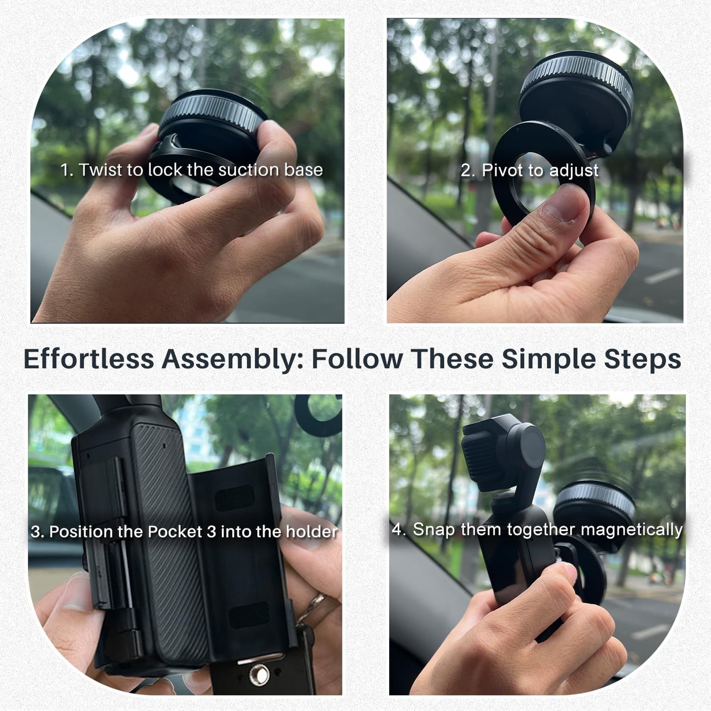 Repmidfer 3, 4 All-in-One Mount Kit for DJI Osmo Pocket Pocket & Phone | Car Windshield Suction & Magnetic Base Combo |