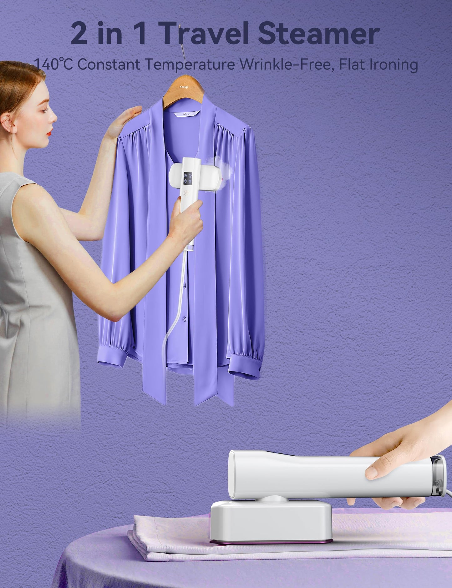 Steamer for Clothes,Sundu Portable 2-in-1 Steamer & Iron,15s Heat-up,100ml Tank,Ironing Gloves,20 Min Steam,Wrinkle Remover,Garment Steamer for Travel & Home(Charm White)