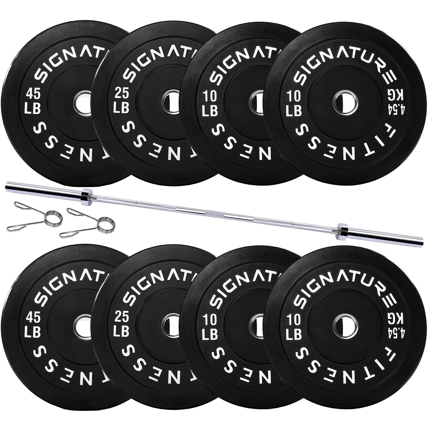 Fitvids 2-Inch Olympic Bumper Weight Plates Set Including 180 LB Weight Plates & 7FT Olympic Barbell Bar, Black