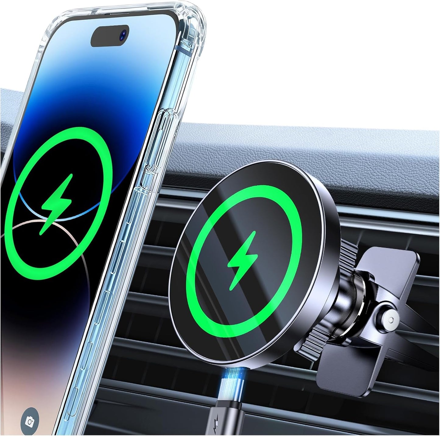 Coolpow Charger15W 17 16 15 14 13 for MagSafe Car Mount Top ChargerMagnetic Wireless Car Charger for iPhone Magsafe Car
