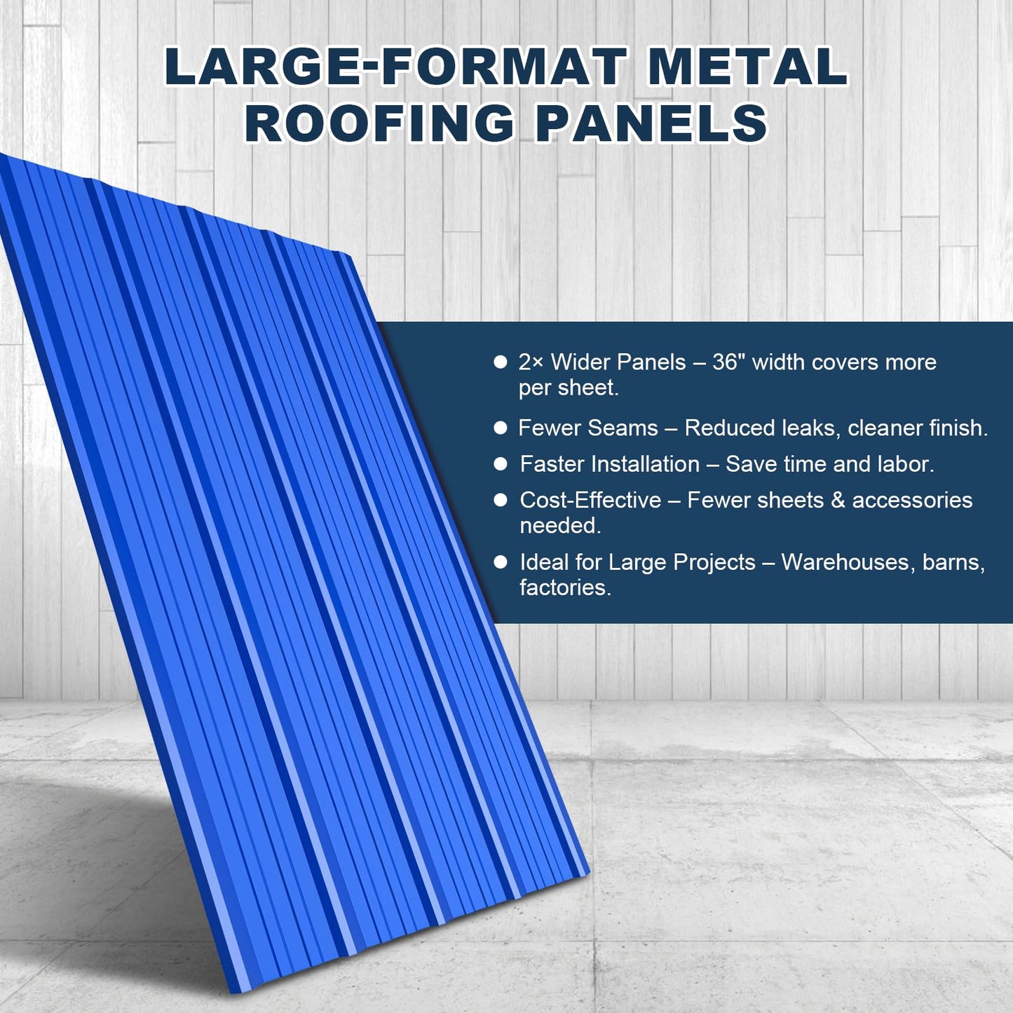13 Pack PPGI Metal Roofing Panels, 66" x 36", 28 Gauge, 214 Sq. Ft. Coverage, Prepainted Galvanized Steel Sheets for Residential, Commercial, Pergolas, Gazebos, Fencing, and Patio Roofs（Blue）