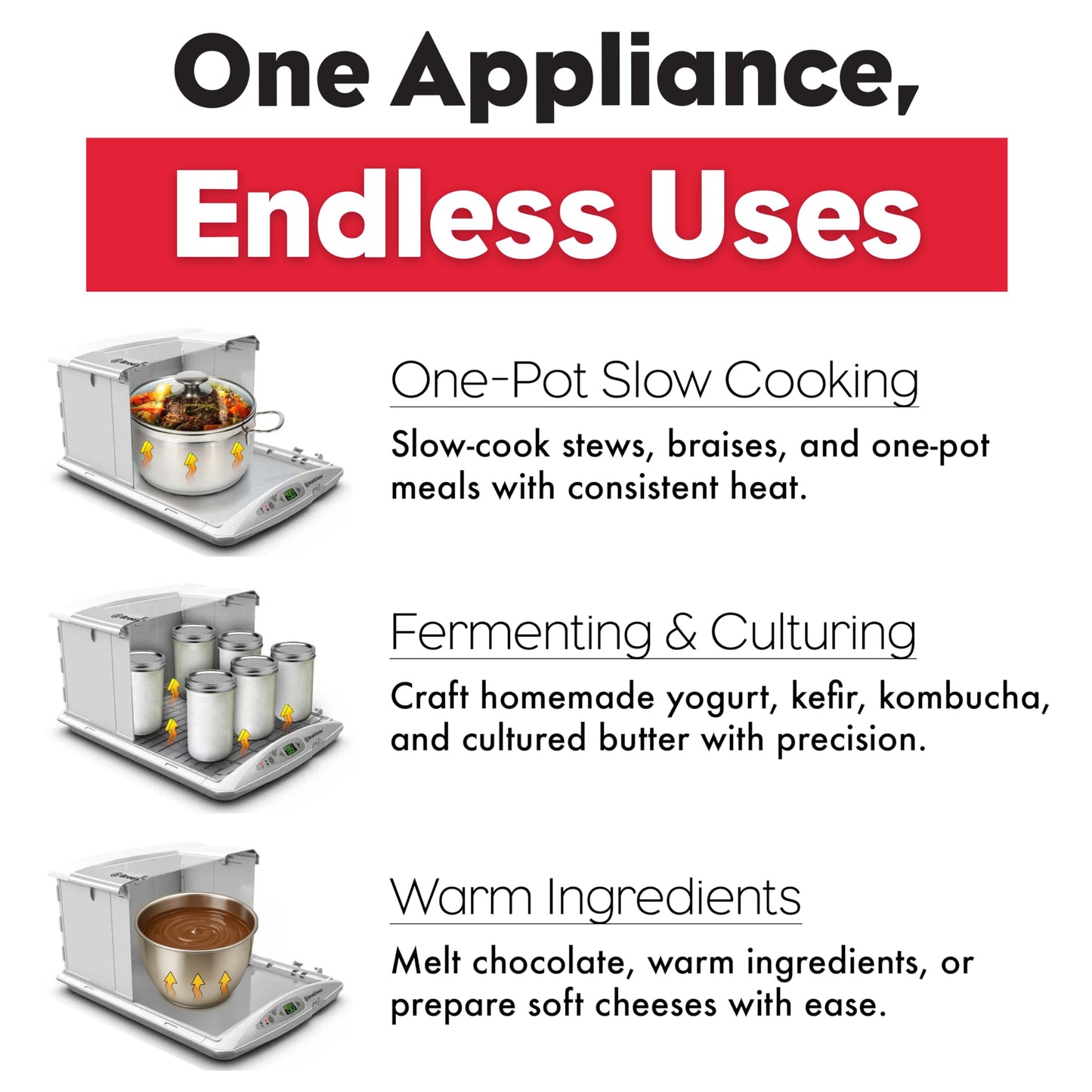 Brod & Taylor Folding Proofer & Slow Cooker (Proofer w/Accessory Shelf), White