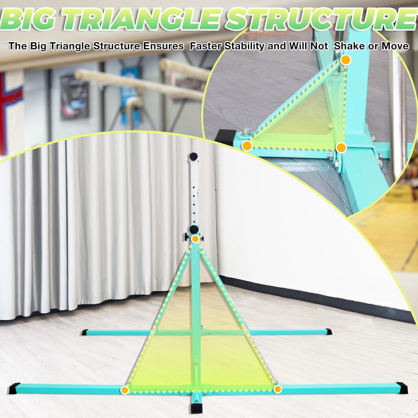 Gymnastics Bar, 5'10” Base length 45" to 71" Adjustable Horizontal Bar for Serious Training, 500 LBS Capacity, Professional Home Gym Equipment with Competition-Grade Beech-covered Fiberglass Bar