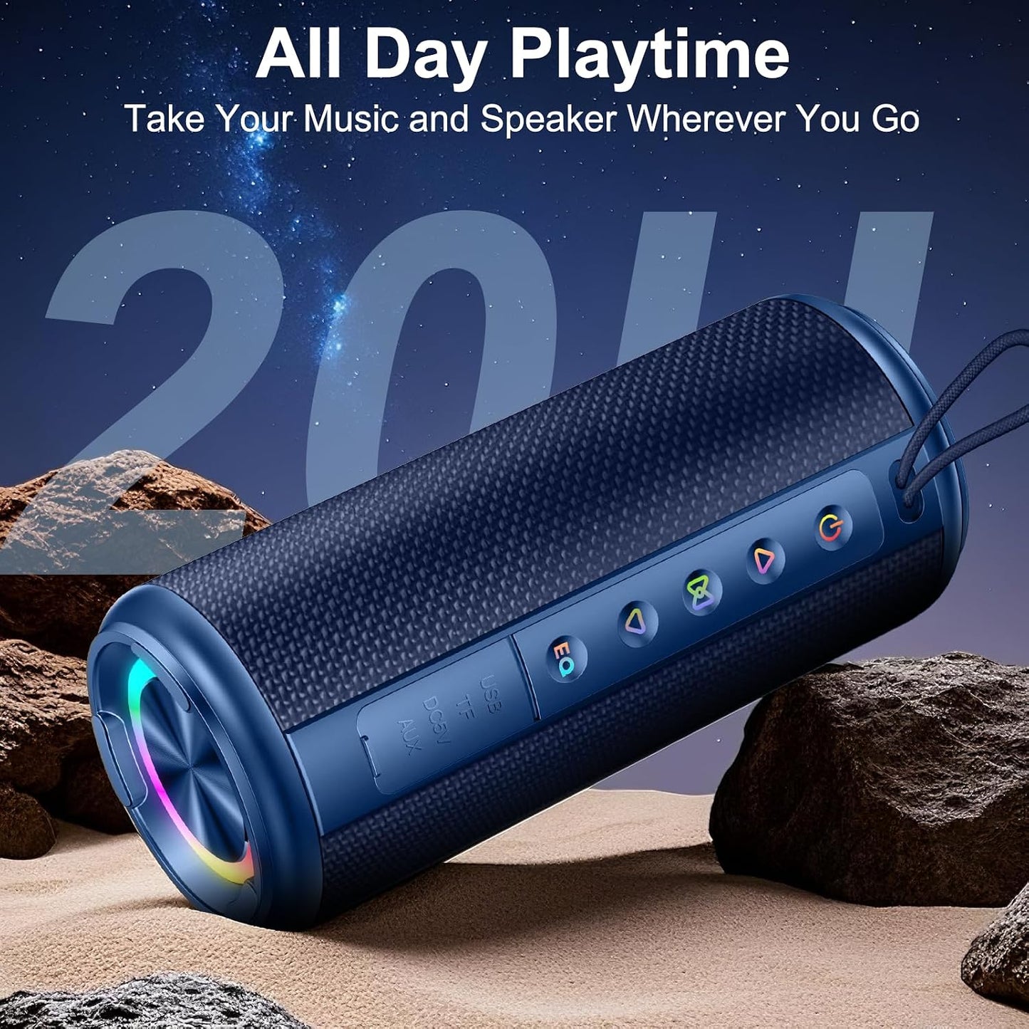 Xuevcn 360 Sound,IP65 Bluetooth Speaker, Portable Bluetooth Speakers with Wireless Stereo Pairing, Built in Mic, HD