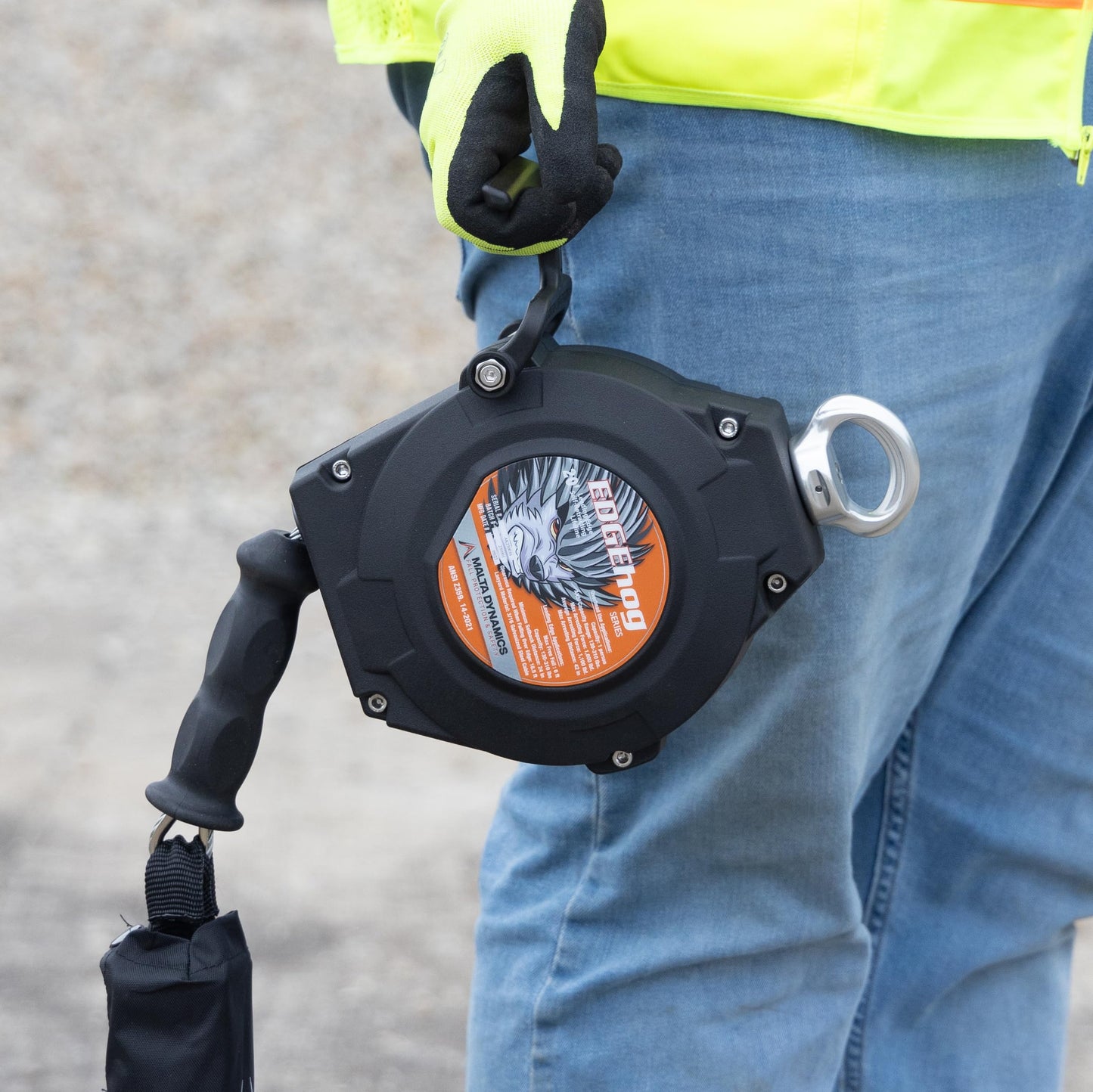 Malta Dynamics Edgehog Self Retracting Lifeline – 20’ Leading Edge Fall Protection Yoyo Cable, Class 2 Retractable Lanyard with Quick-Action Brake, OSHA and ANSI Compliant Safety Lanyard