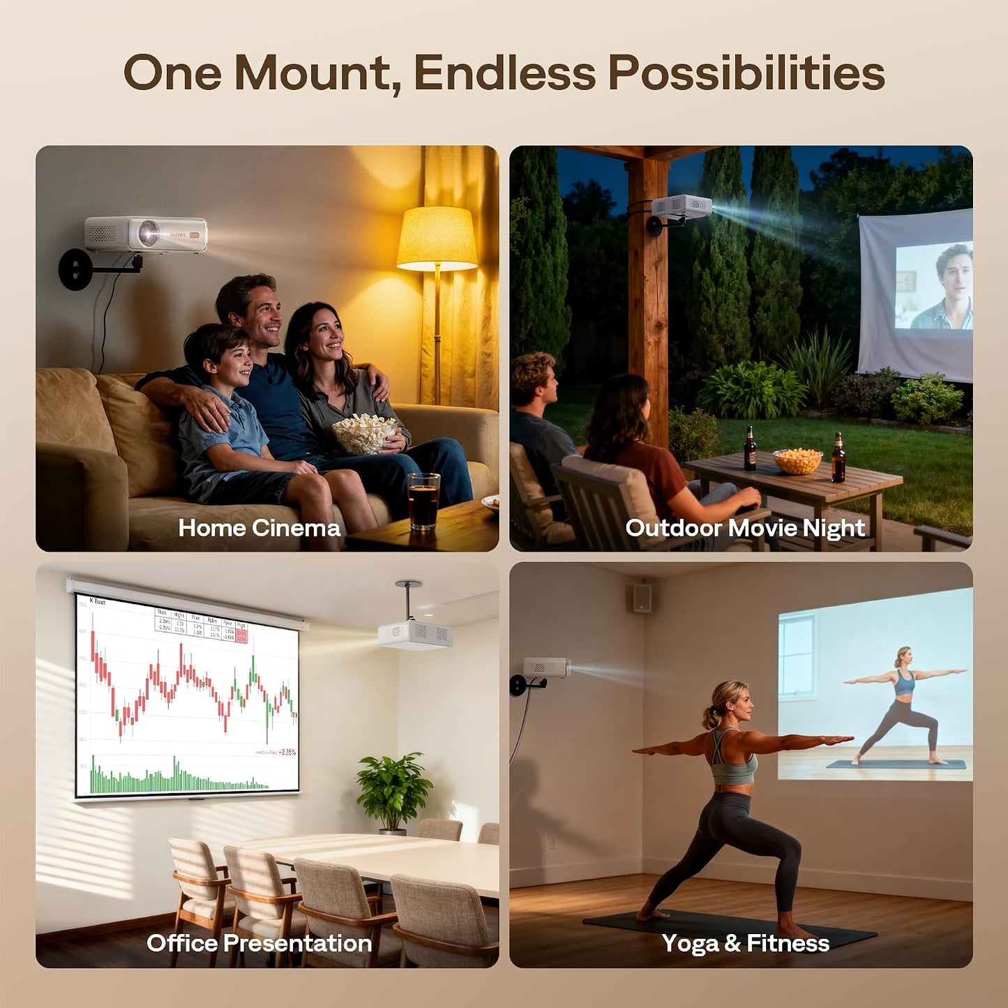 Aurzen 360 90 4.4 lbs, Projector Wall Mount Shelf, Wall Use with Adjustable Angle, Rotation and Tilt, Foldable