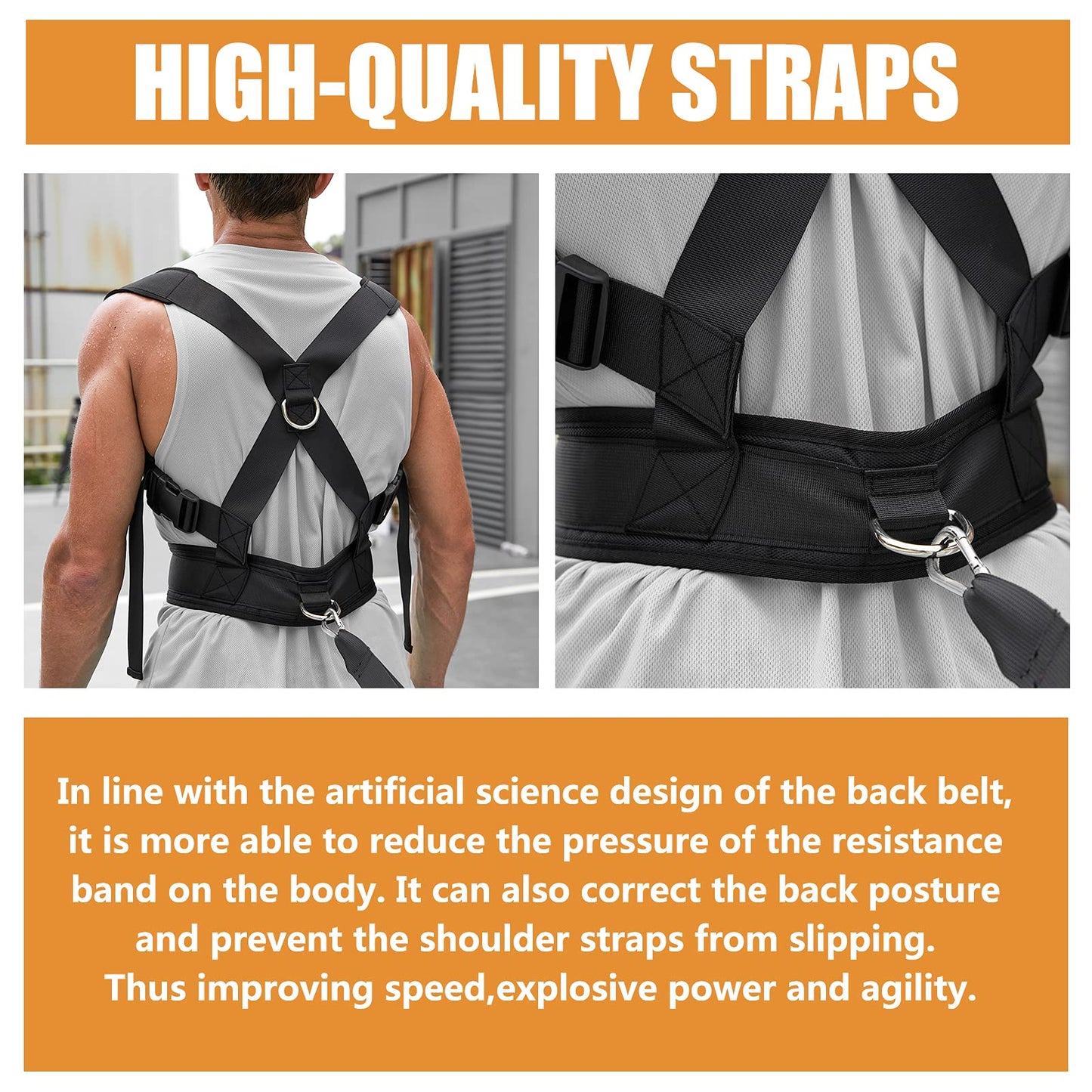 YNXing Sled Pulling Harness, Tire Pulling Harness with Pull Strap for Resistance Training, Adjustable Padded Shoulder Strap (13.1FT)
