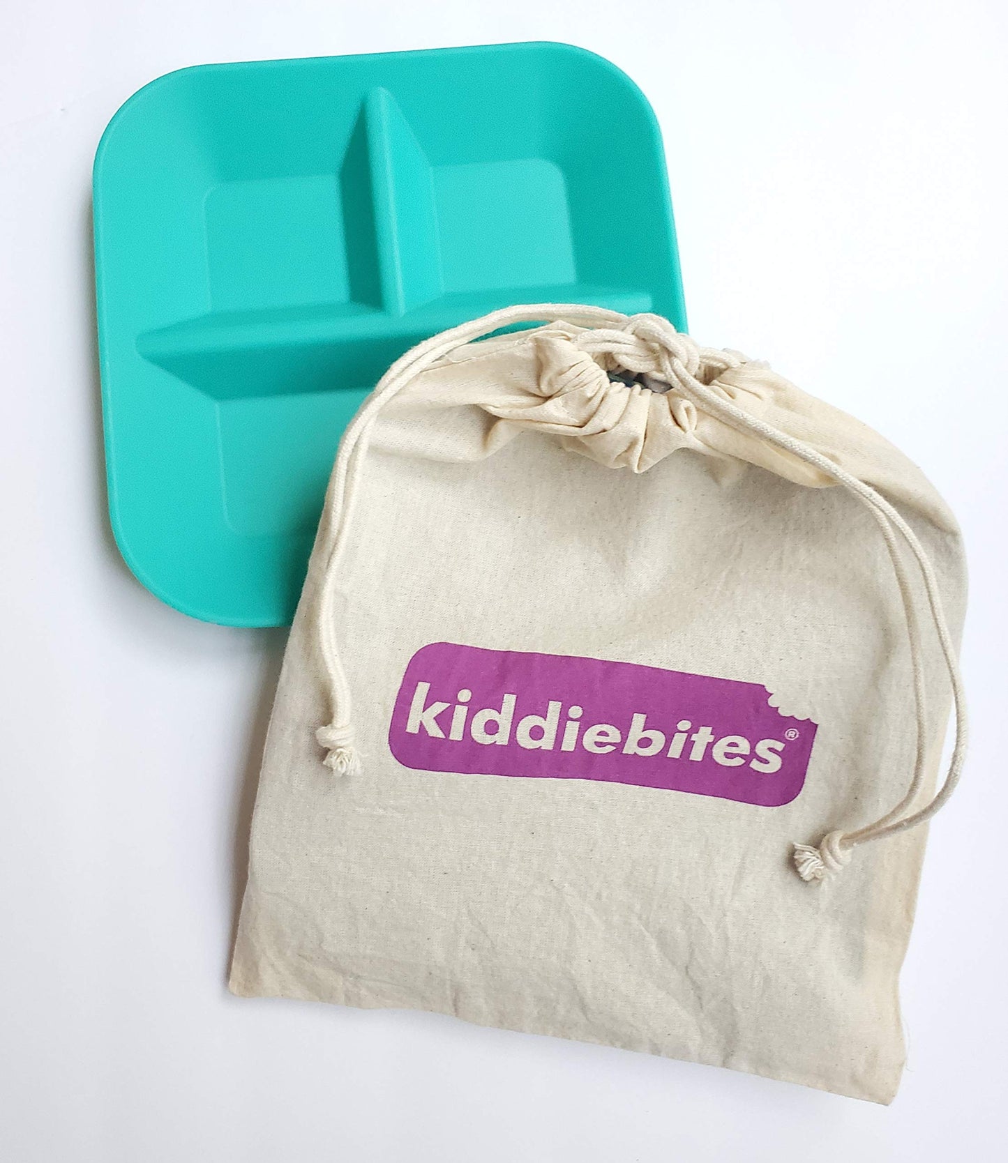 Kiddiebites | 100% Silicone Plates for Babies & Kids | MADE IN THE USA | BPA, BPS, Lead, Cadmium, PVC, & Phthalate Free | Children's Divided Placemat Set | Teal, 2 Pack