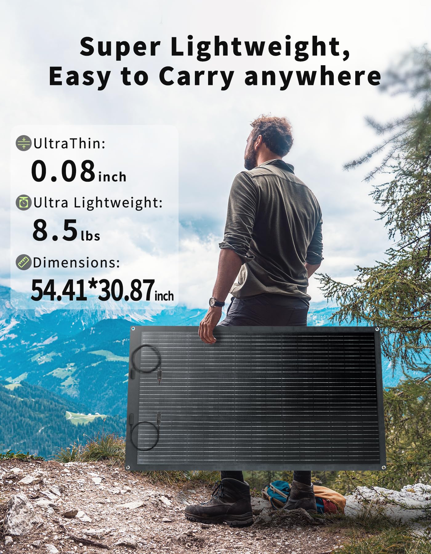 Greenmagic 200 Watt Flexible Solar Panel Charger Flex Up to 260°, 200W Ultra Thin Lightweight Solar Panel 23% High Efficiency IP67 Waterproof for Marine RV Cabin Van Car Uneven Surfaces
