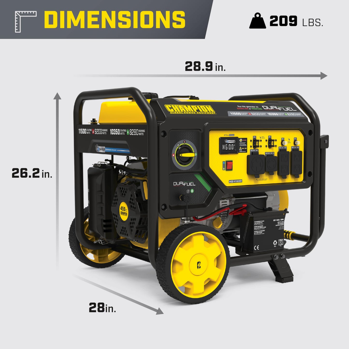 Champion Power Equipment 11,500-Watt Electric Start Dual Fuel Home Backup Portable Generator with Free 3-Year Warranty