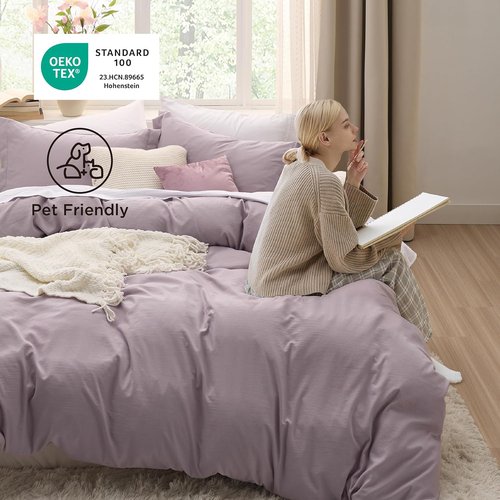 Bedsure Dusty Purple Duvet Cover Set - Ultra-Soft 3-Piece Full Size Bedding, 80x90 Inches with Zipper Closure & 2 Pillow Shams