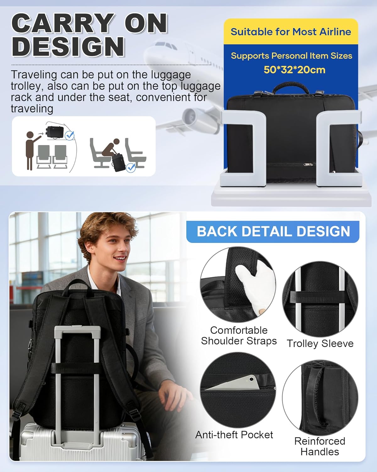 VGCUB Backpack Vacpack Daypack Vacuum Travel with Suit Bag and Air Pump Compression Carry on Flight Approved Laptop
