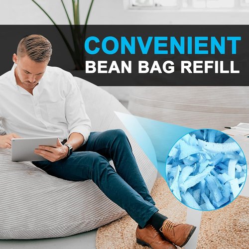 DR.DUDU Shredded Memory Foam Filling - Soft Pillow Stuffing for Bean Bags & Cushions | 5lbs, Blue