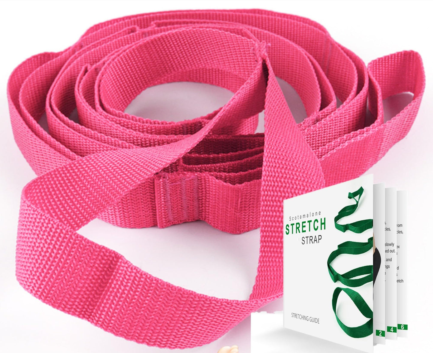 Scotamalone Stretching Strap Yoga Strap Physical Therapy for Home Workout, Exercise, Pilates and Gymnastics, 10 Loops Non-Elastic Stretch Bands with Aesthetic Packaging for Women & Men
