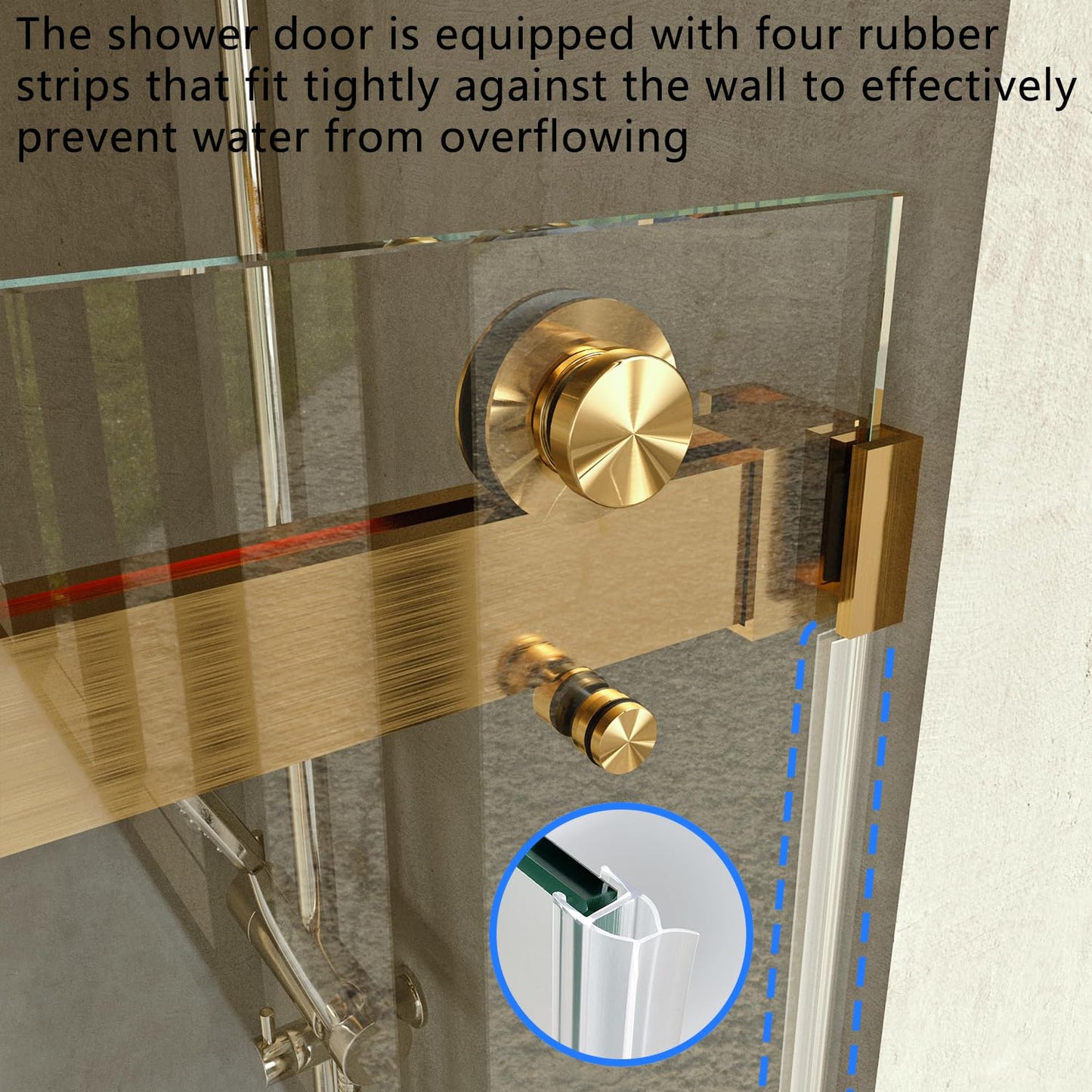 CRISSENSSI Frameless Shower Door, 68"-72" Wide, 76" high, 3/8" (10mm) Clear Tempered Glass with Towel bar, Double Sliding Door, Brushed Gold Finish DS01