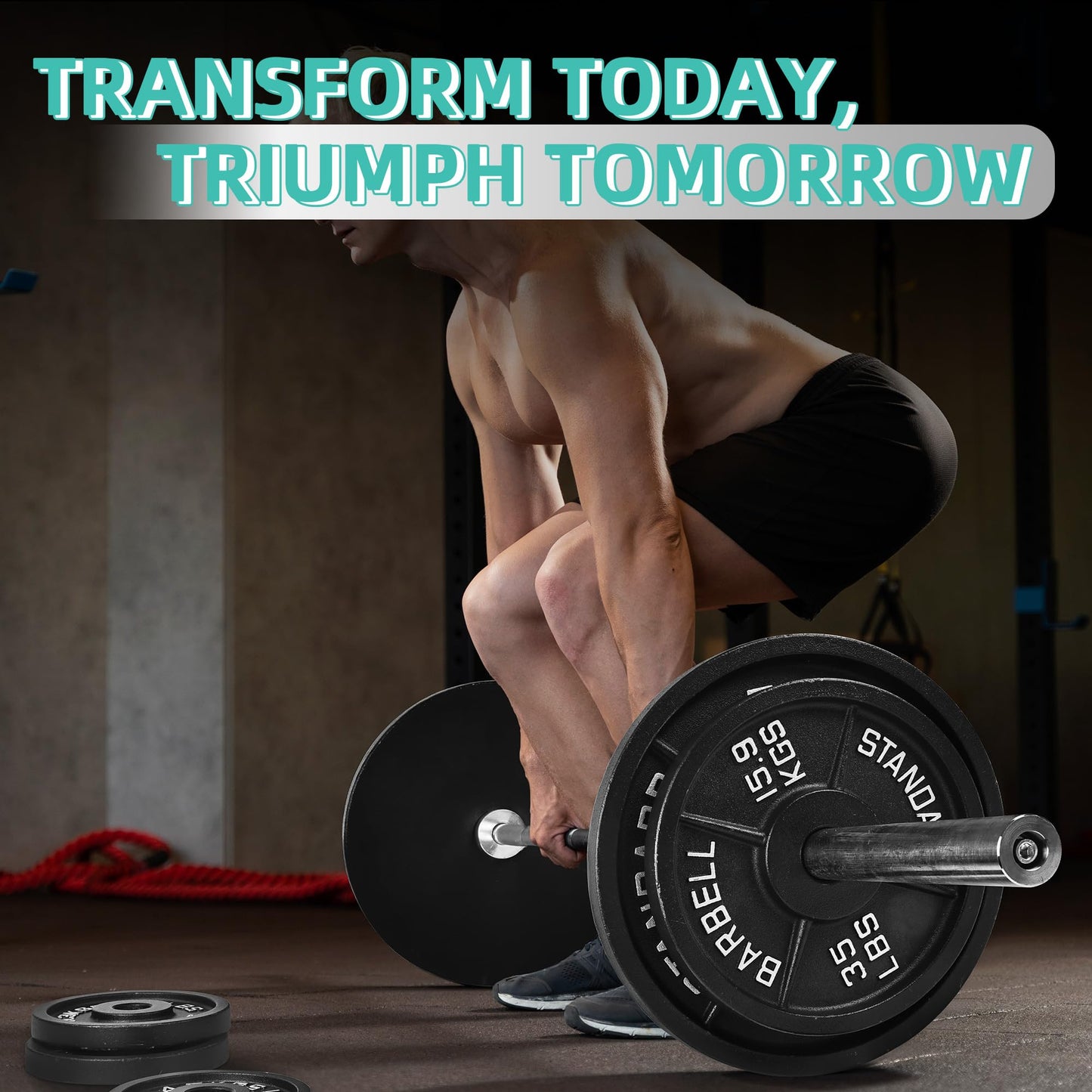 Fitvids 2 Inch Olympic Barbell Weight Plates Set, 255 LB(2.5-45 LB) Barbell Weight Set for Home Gym Strength Training, Deep Grip Edge