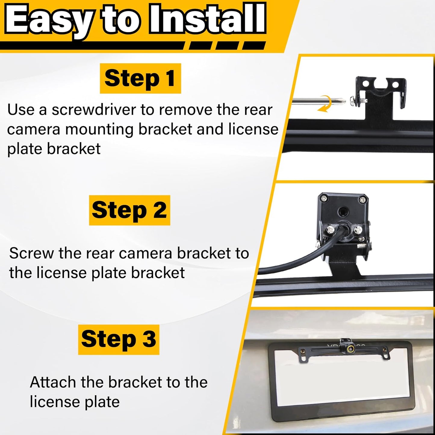 Backup Camera License Plate Mount, Rear Camera Back up Bracket, Universal Car Dash Cam Mirror Mount, Camera Mounting