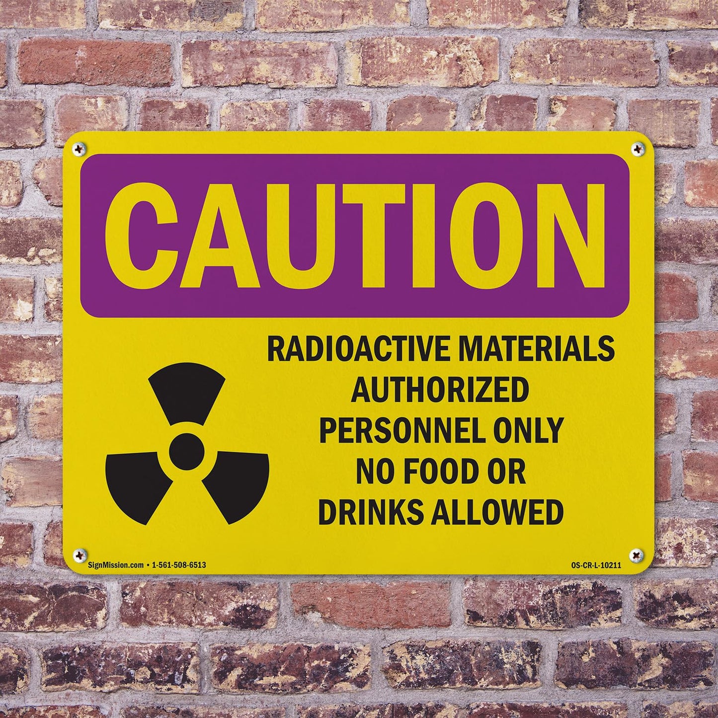 Radioactive Materials Authorized With Symbol OSHA Caution Radiation Aluminum Sign 24 Inch x 18 Inch - 10 Pack