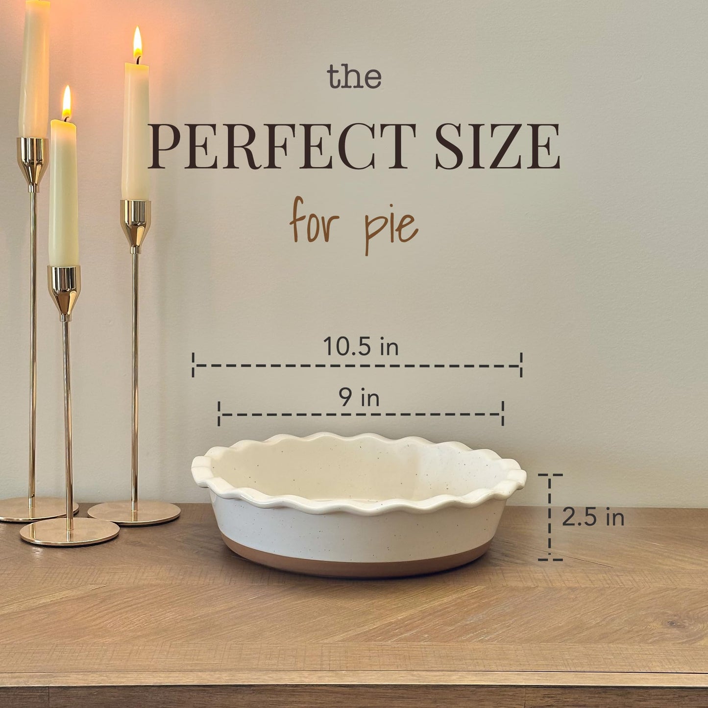 MORA Ceramic Pie Pan for Baking - 9 inch - Deep and Fluted Pie Dish for Old Fashion Apple Pie, Quiche, Pot Pies, Tart, etc - Modern Farmhouse Style Porcelain Ceramic Pie Plate - Vanilla White