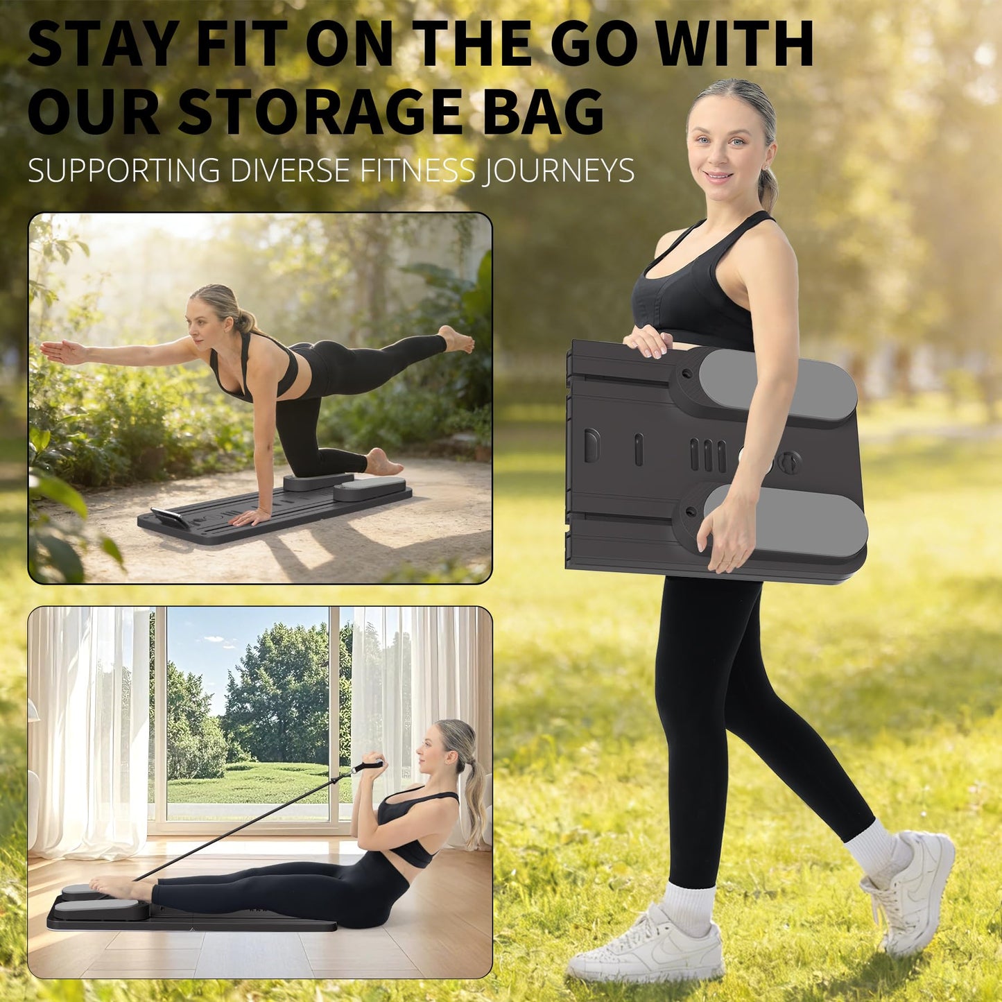 VigorEdge Pilates Board - Pilates Reformer Set, Multi-Purpose Foldable Pilates Reformer Board for Home,11 in 1 Pilates Equipment (Gray)