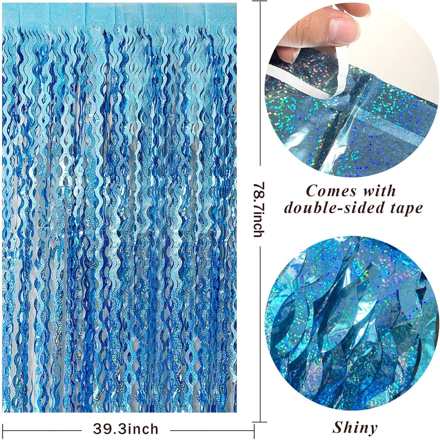 Skiennix Tinsel Foil Fringe Curtains - Metallic Wavy Backdrop for Parties & Events | Photo Booth Decor