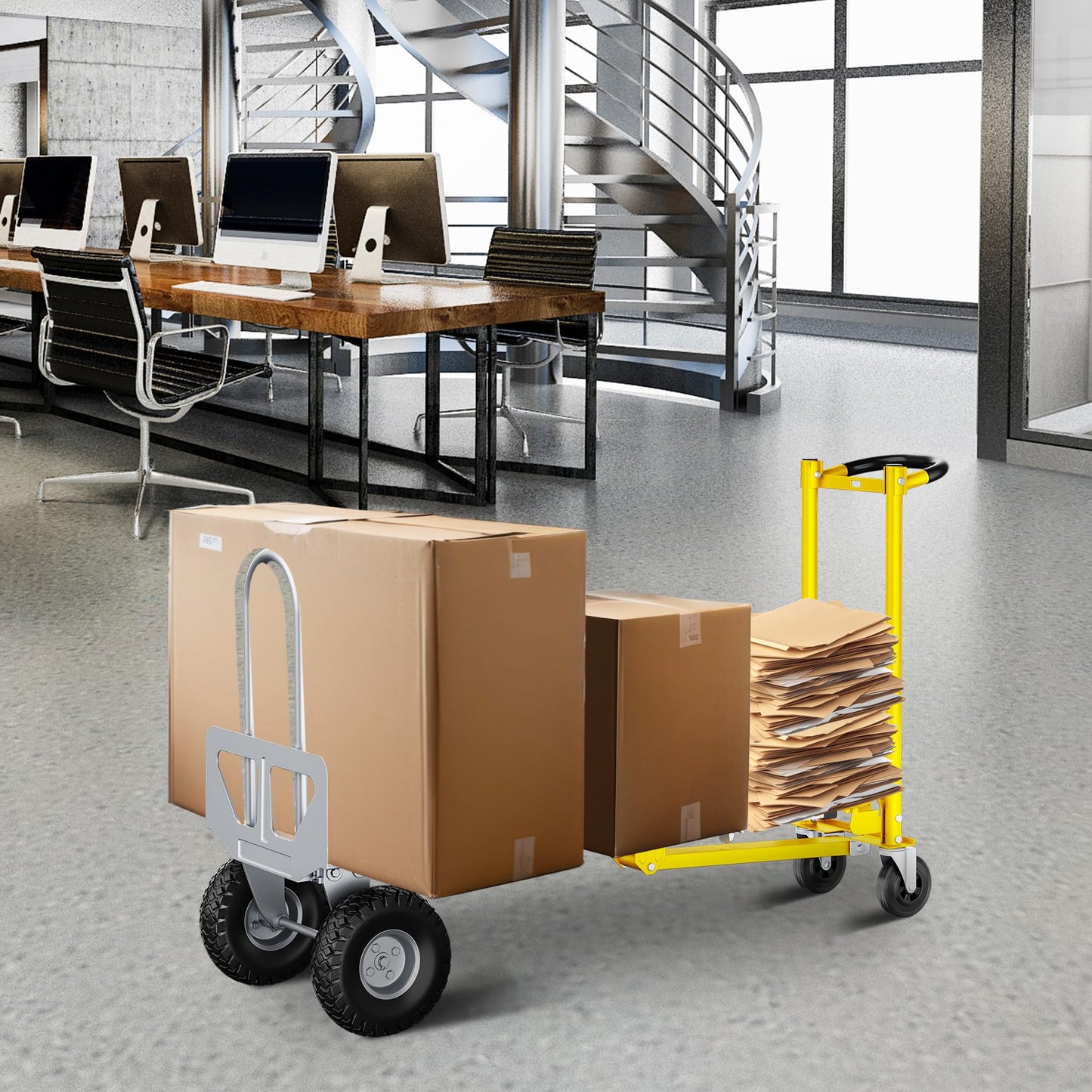 Dkenicor 4 in 1 Folding Hand Truck, 1000lbs Capacity Dolly Cart Industrial Convertible Heavy Duty with Retractable Handle and 4 Rubber Wheels, Collapsible Cart for Home, Office, Warehouse, Silver 2026