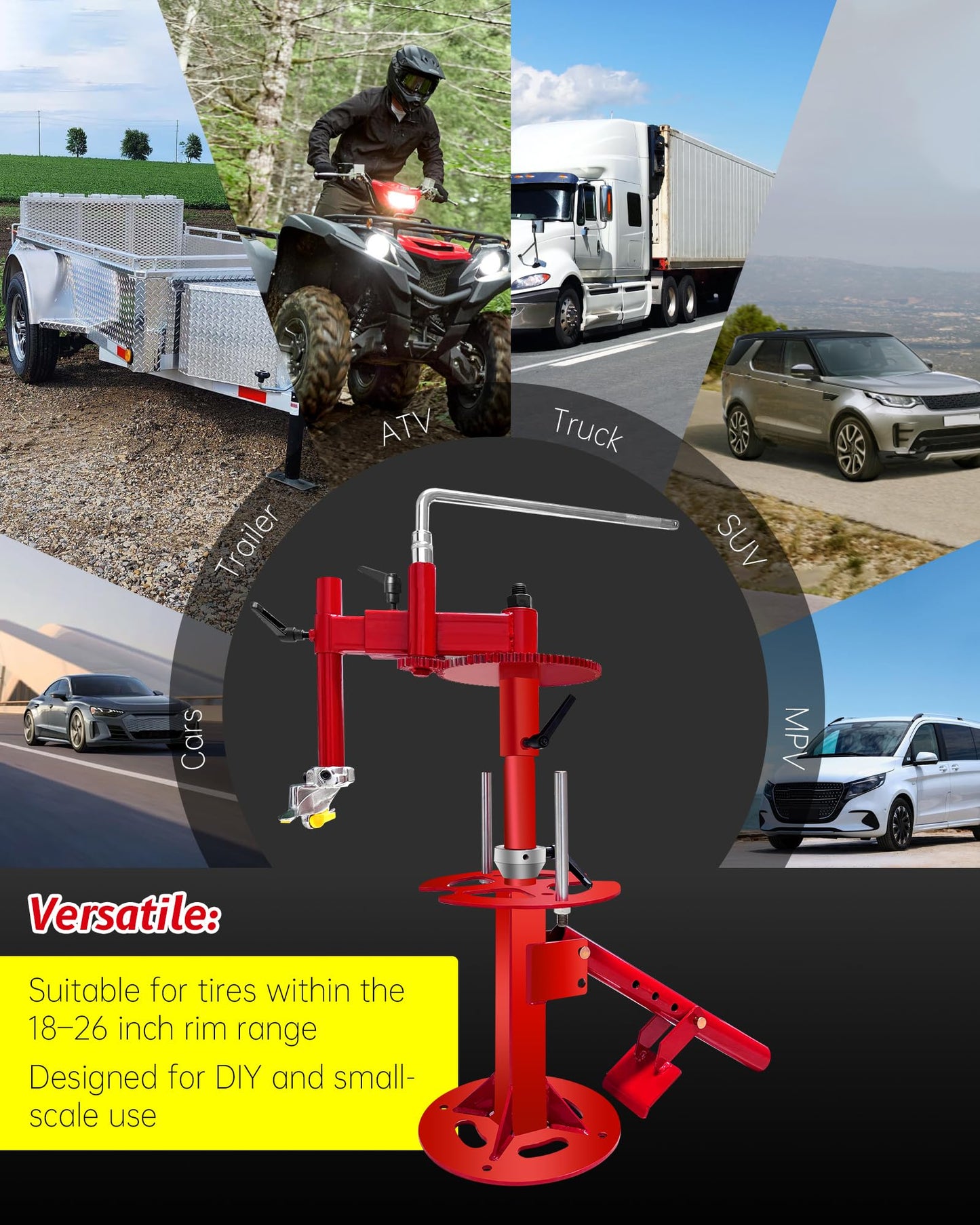 CGENWDCH Upgraded Tire Changer Machine with Gear Transmission System, 16''-21'' Tire Change, Fit for Car/Truck/Trailer/SUV/RV with 16" and Larger Wheels, Not Suitable for Motorcycles, Bicycles