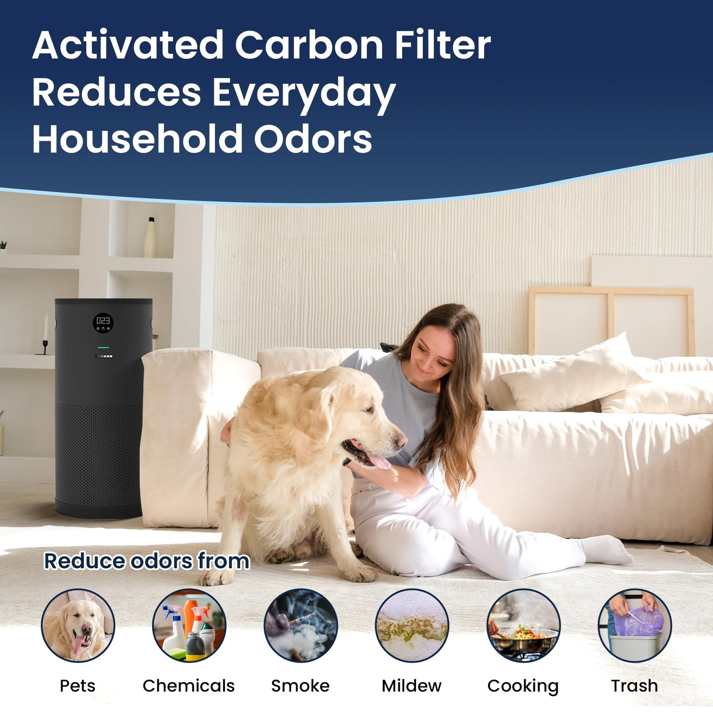 Surgically Clean Air - QuartzAir - Black - H13 HEPA Air Purifier for Large Rooms - Up to 3000 sq ft - Heavy Duty Home Air Purifier, Filters 99.9% of Odors, Dust, and Smoke - Quiet Air Purifier at 40dB